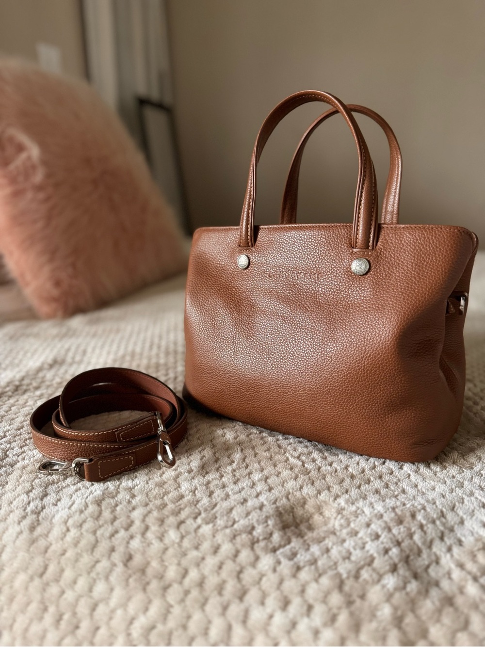 Longchamp Le Foulonné Cognac Leather Tote + Strap 🤎
